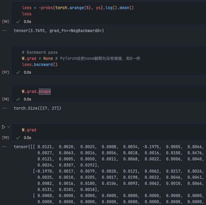 Gradient calculation