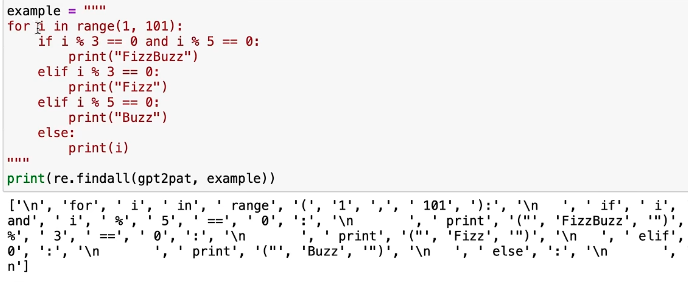 Python code tokenization