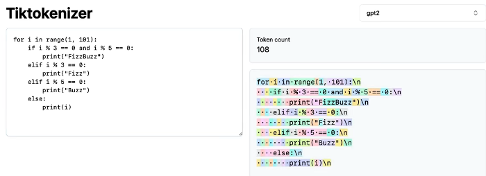 Python tokenization result